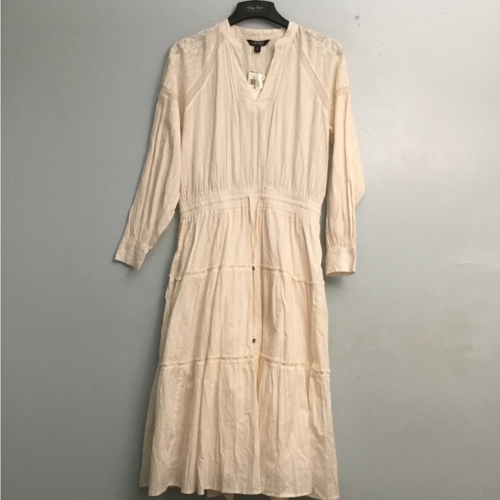 Ralph Lauren Cream Tiered Sundress with Bishop Sleeves - Picture 4 of 15